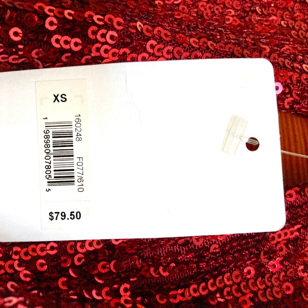 NWT Lucky Brand Sequin Long Sleeve Top - Red - Picture 5 of 8